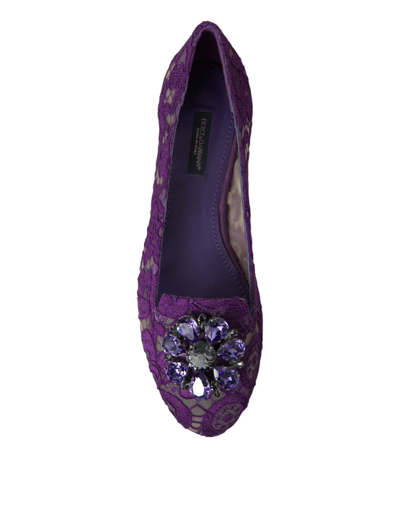 Purple Vally Taormina Lace Crystals Flats Shoes