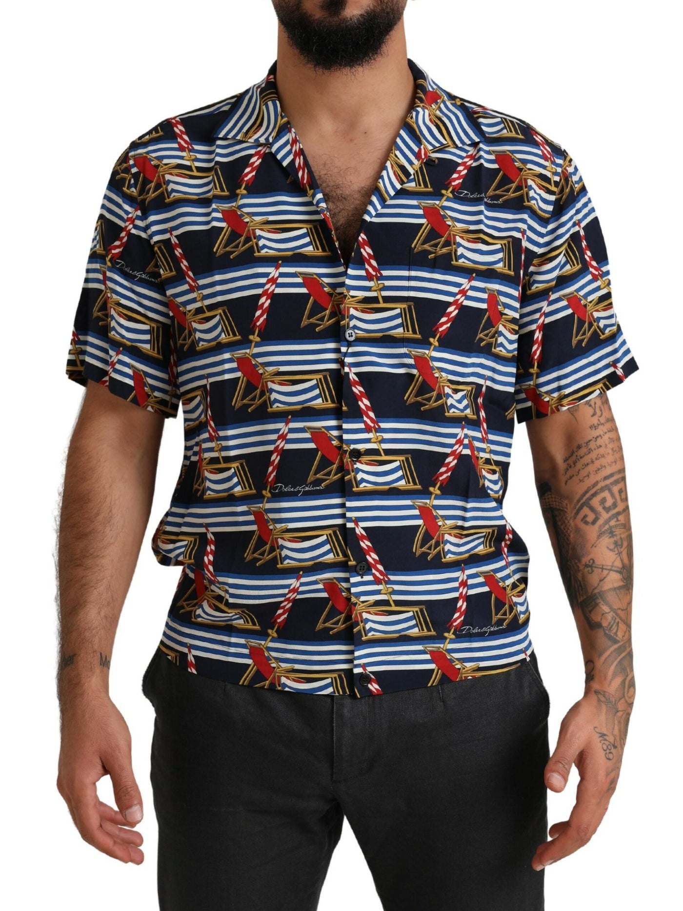 Multicolor Beach Chair Short Sleeves Shirt