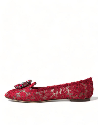 Red Vally Taormina Lace Crystals Flats Shoes