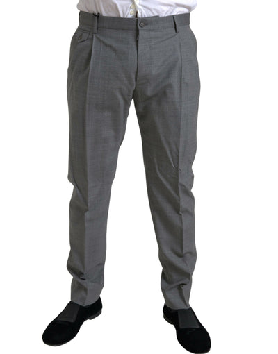 Gray Wool Chino Skinny Men Dress Trouser Pants