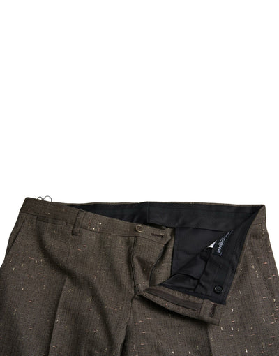 Brown Wool Dress Skinny Men Trouser Pants