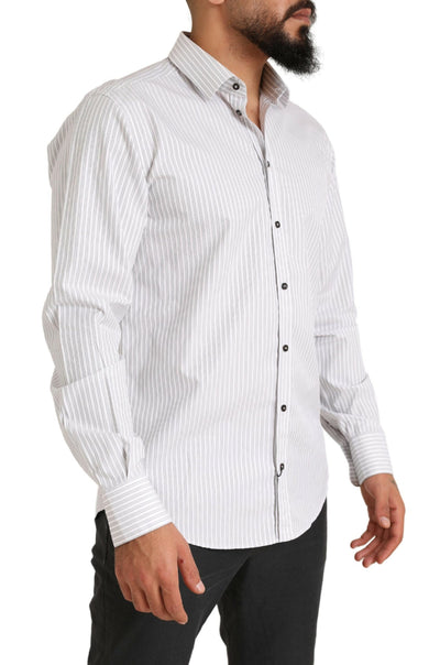 White MARTINI Cotton Stripe Dress Formal Shirt