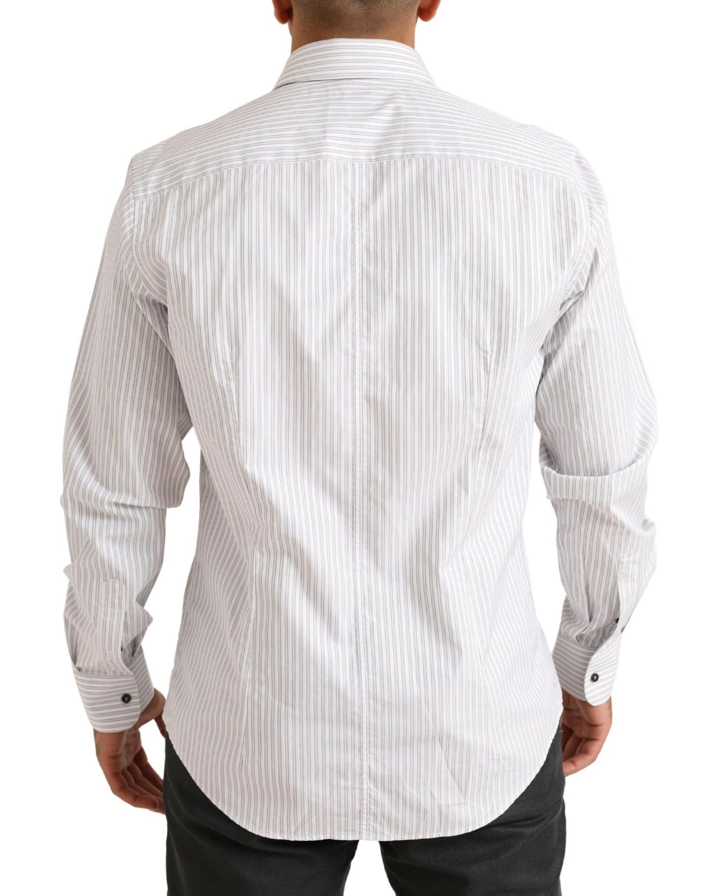 White MARTINI Cotton Stripe Dress Formal Shirt