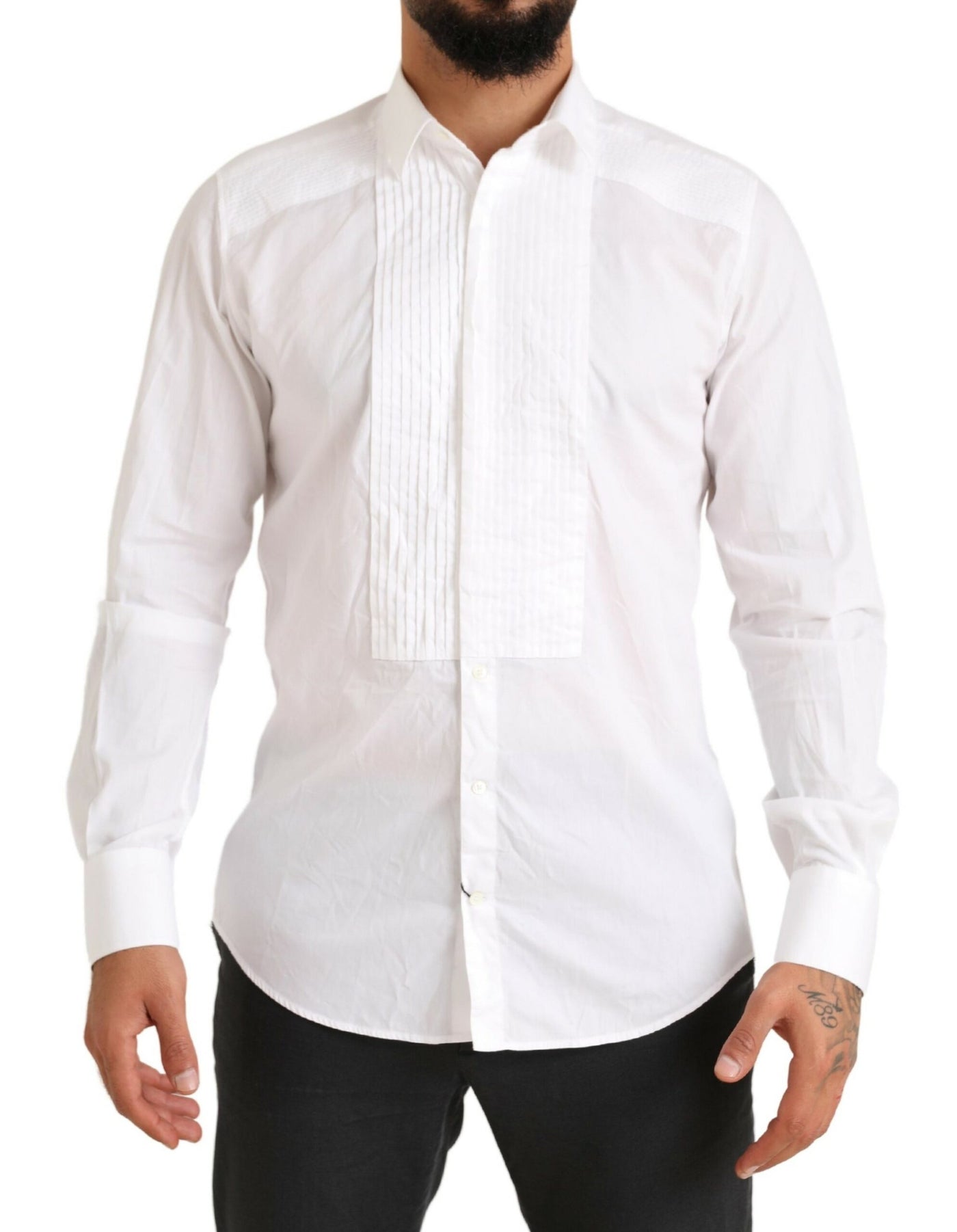 White GOLD Formal Cotton Tuxedo Dress Shirt