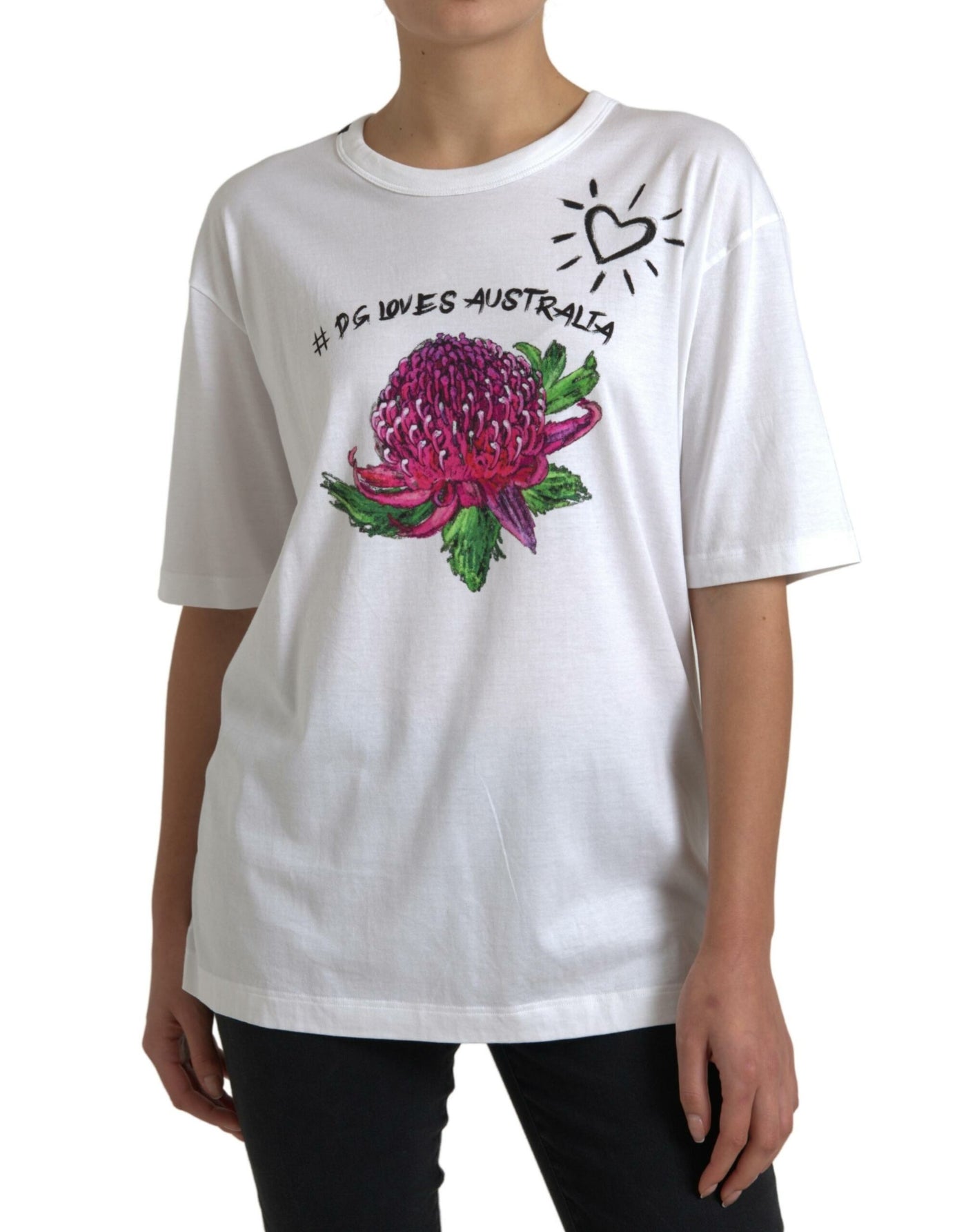 White Cotton D&G LOVES AUSTRALIA Tee T-shirt