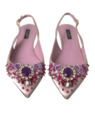 Pink Crystal Heels Slingback Pumps Shoes