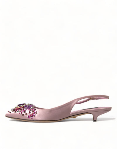 Pink Crystal Heels Slingback Pumps Shoes