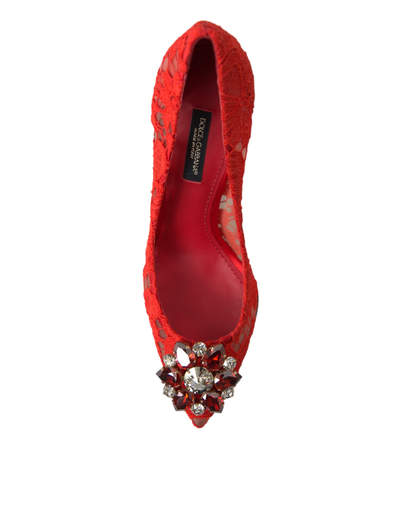 Red Taormina Lace Crystal Heels Pumps Shoes