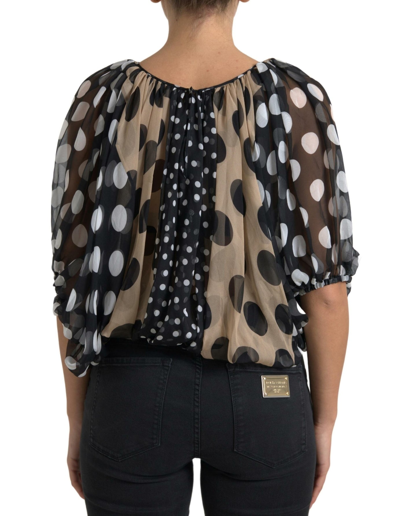 Multicolor Silk Sheer Polka Dots Blouse