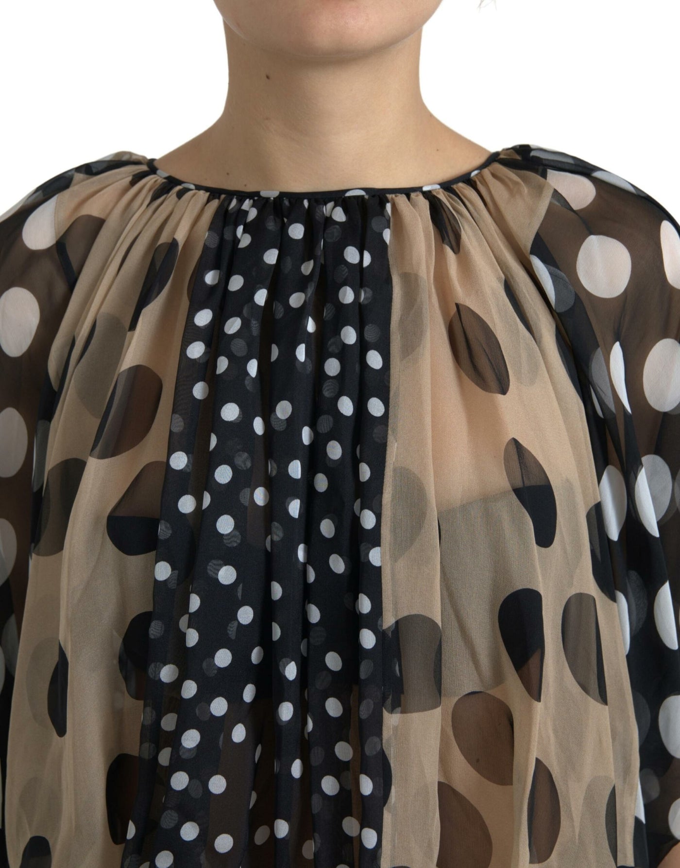 Multicolor Silk Sheer Polka Dots Blouse