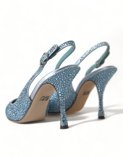 Blue Crystal Slingback Pumps Shoes