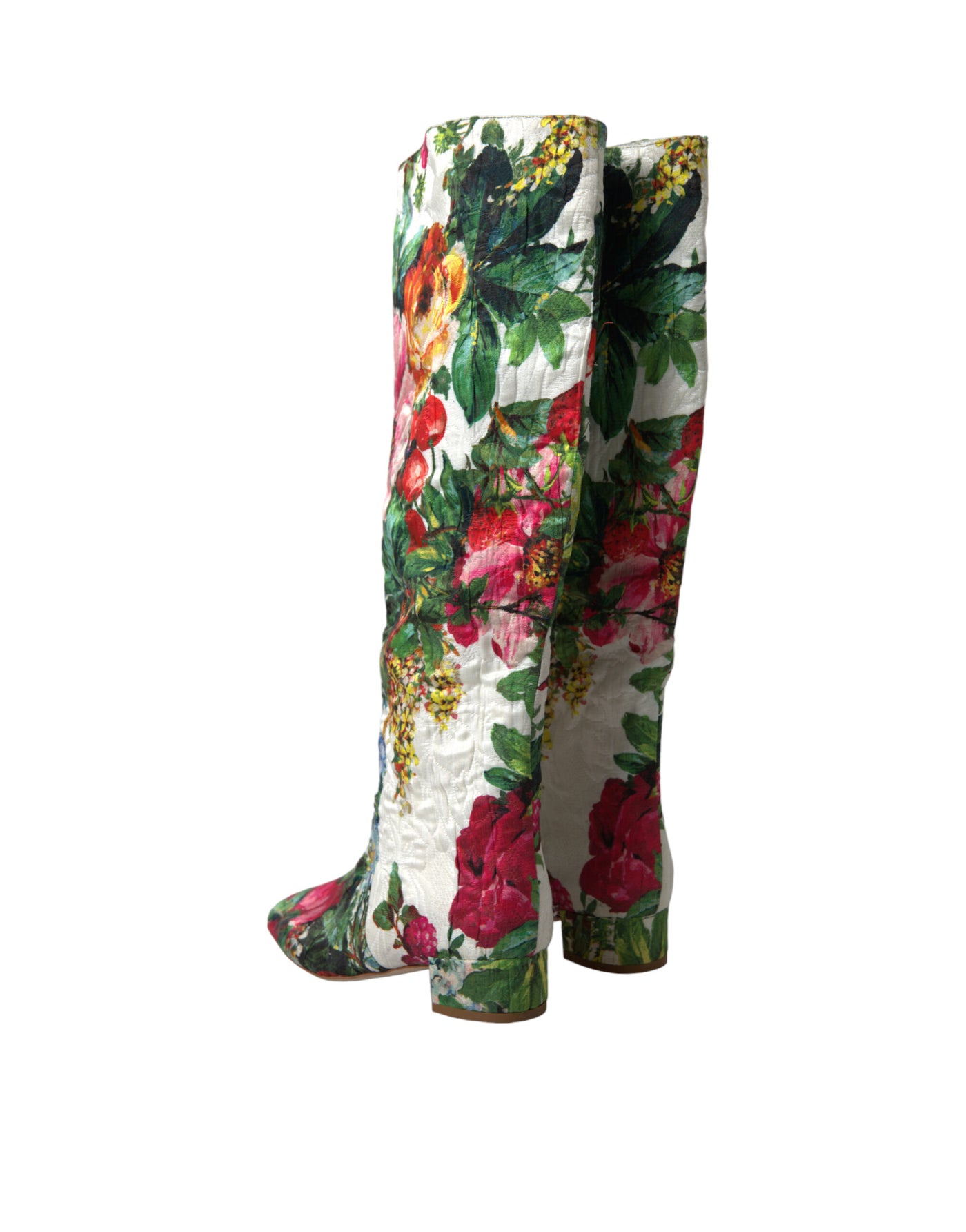 Multicolor Floral Brocade High Boots Shoes