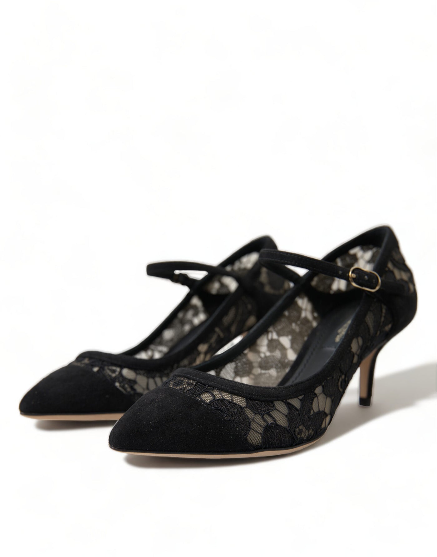 Black Viscose Taormina Lace Pumps Shoes