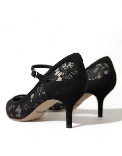 Black Viscose Taormina Lace Pumps Shoes