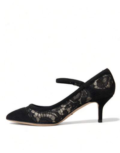 Black Viscose Taormina Lace Pumps Shoes