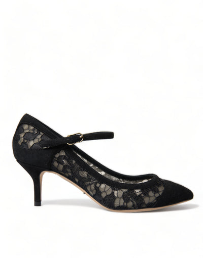 Black Viscose Taormina Lace Pumps Shoes