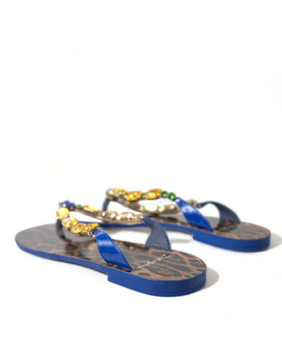 Blue Crystals Flats Sandals Beachwear Shoes