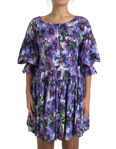 Purple Anemone Stretch Cotton A-line Dress