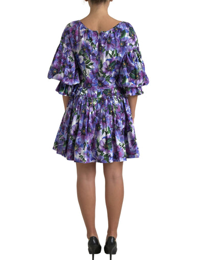 Purple Anemone Stretch Cotton A-line Dress