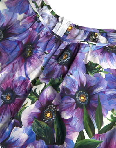 Purple Anemone Stretch Cotton A-line Dress