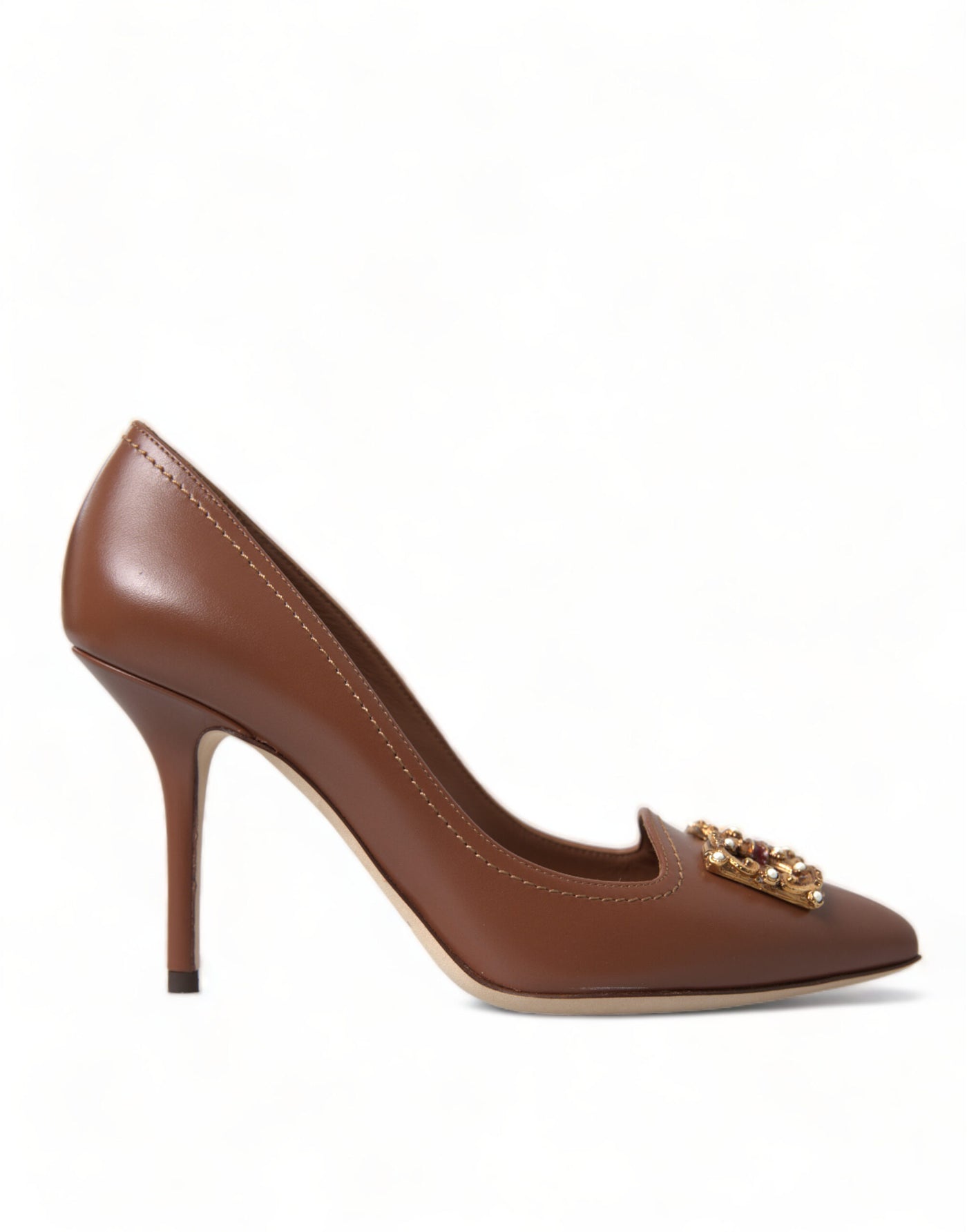 Brown Leather DG Amore Heels Pumps Shoes