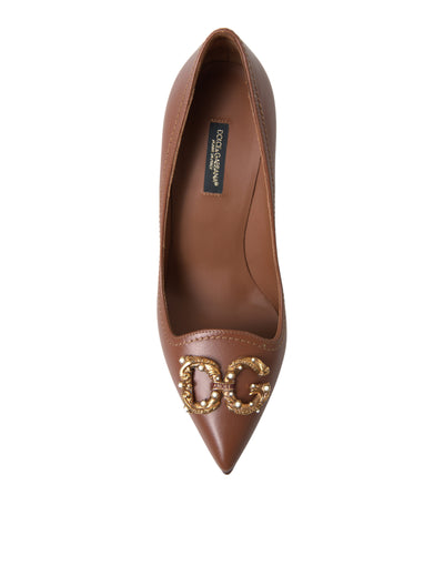 Brown Leather DG Amore Heels Pumps Shoes