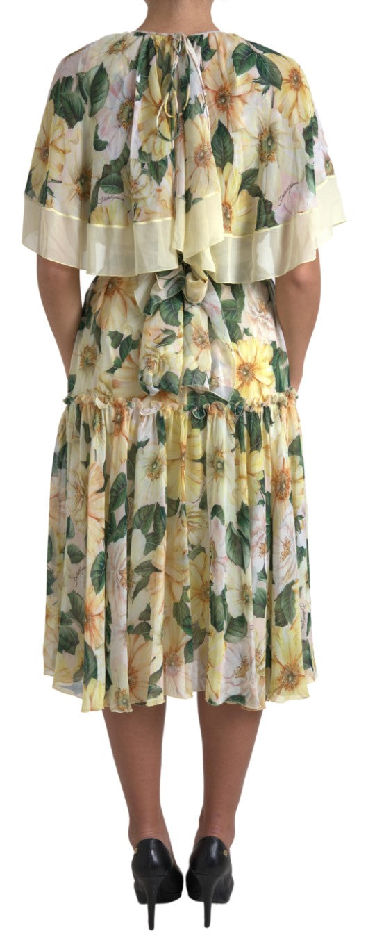 Multicolor Silk Floral Print Long Maxi Dress