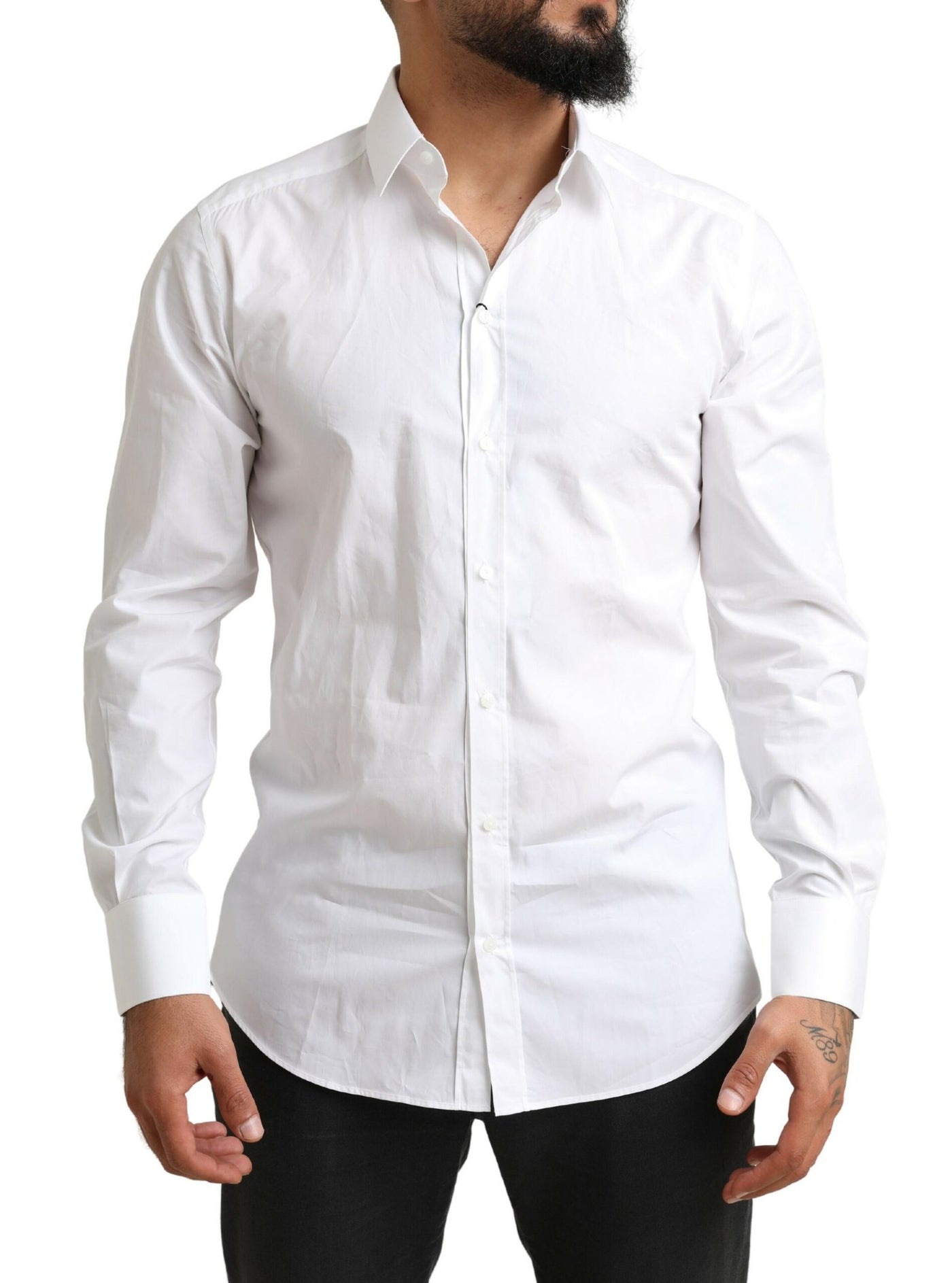 White GOLD Cotton Men Formal Dress Shirt