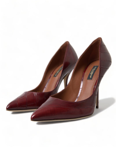 Bordeaux Leather Eelskin Pumps Heels Shoes