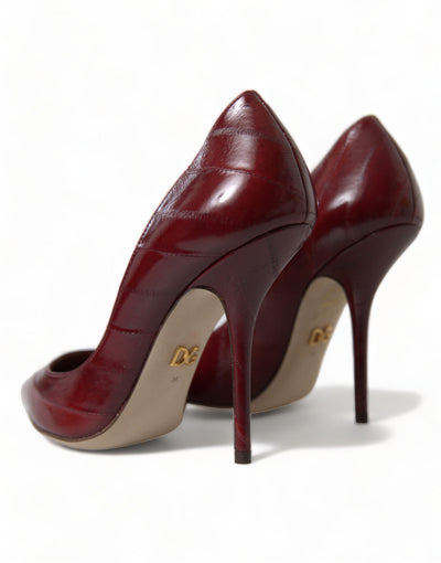 Bordeaux Leather Eelskin Pumps Heels Shoes