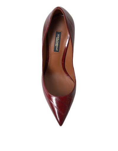 Bordeaux Leather Eelskin Pumps Heels Shoes