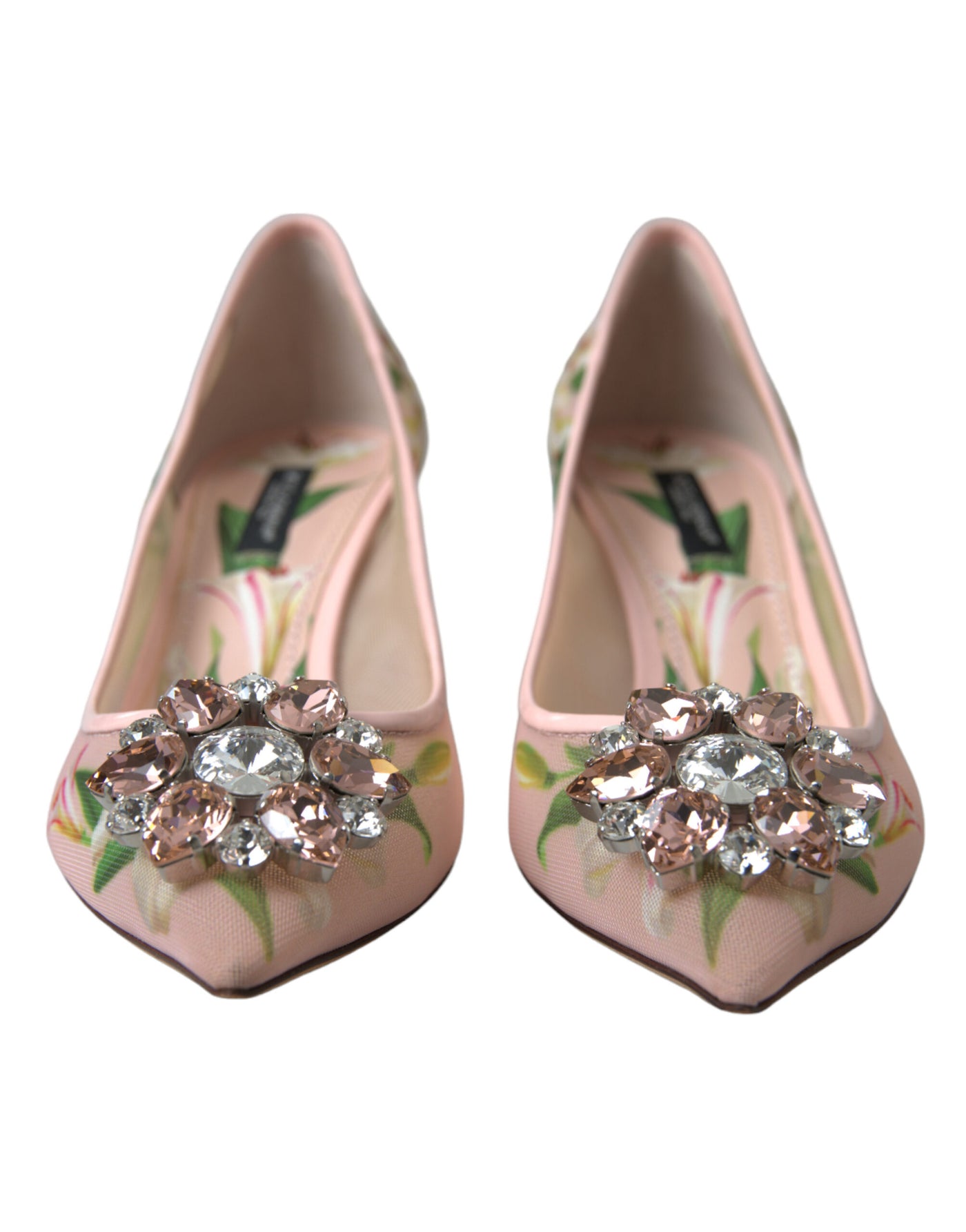 Pink Floral Crystal Heels Pumps Shoes