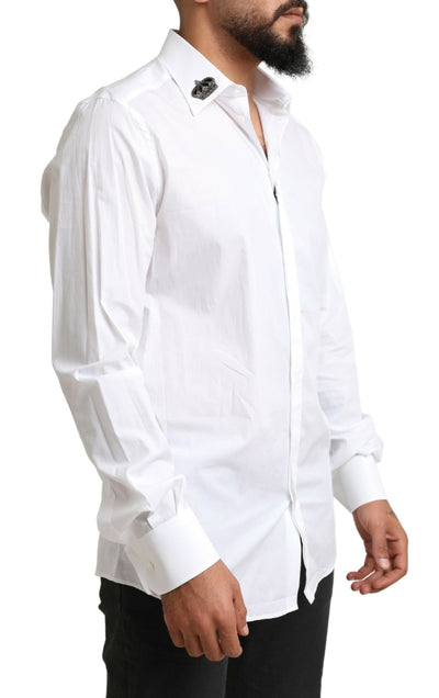 White GOLD Cotton Crown Dress Men Formal Shirt