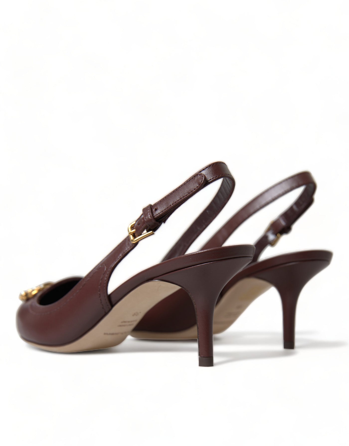 Brown Leather Gold DG Amore Pumps Shoes