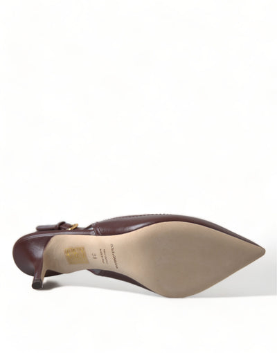 Brown Leather Gold DG Amore Pumps Shoes