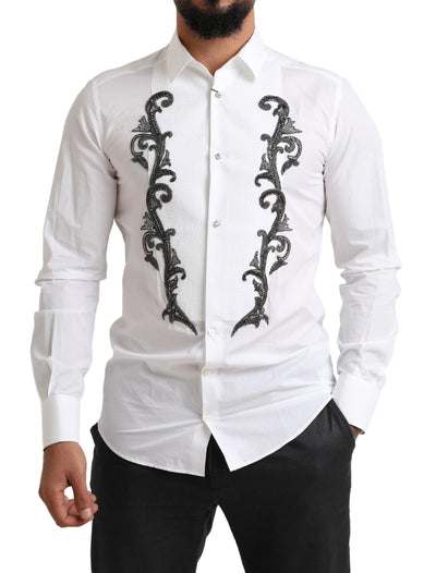 White Tuxedo Slim Fit Baroque Shirt