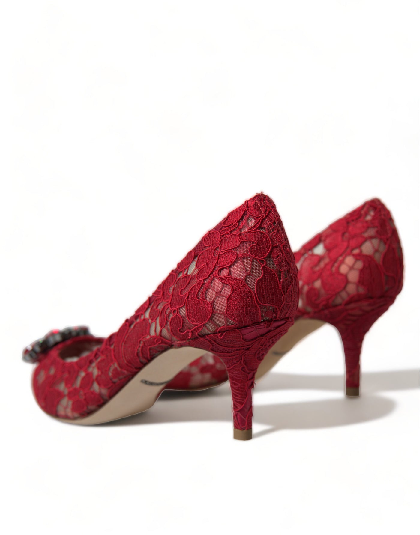 Red Taormina Lace Crystal Heels Pumps Shoes