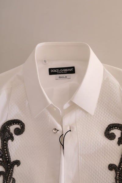 White Tuxedo Slim Fit Baroque Shirt