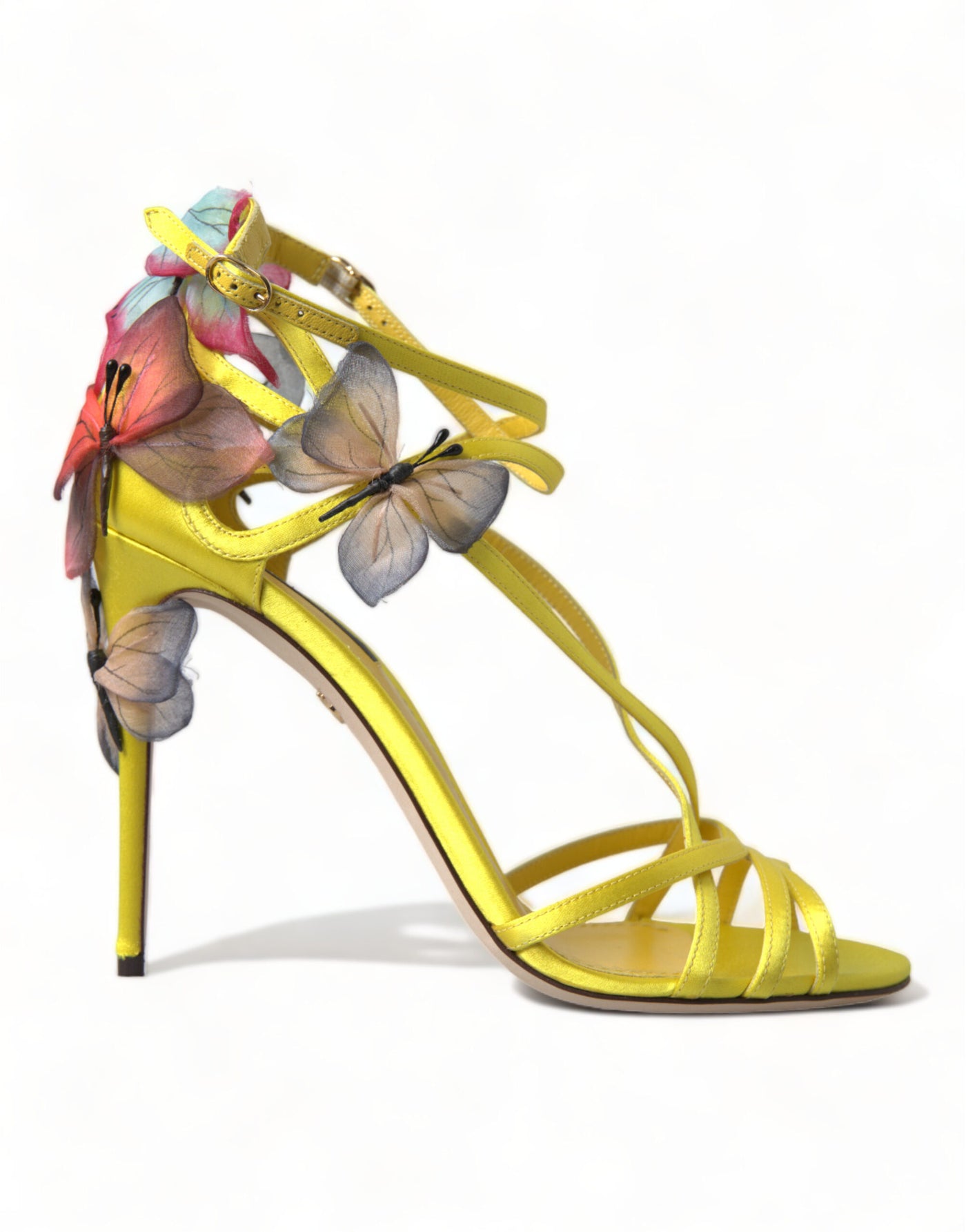 Yellow Flower Satin Heels Sandals Shoes