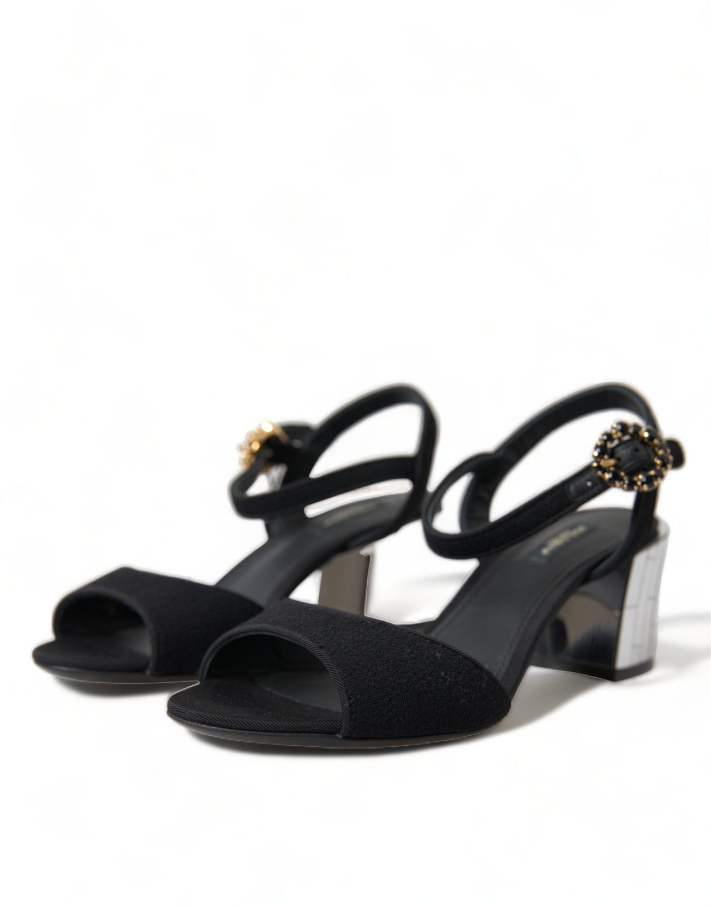 Black Crystals Ankle Strap Sandals Shoes