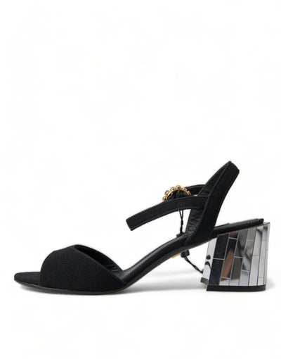 Black Crystals Ankle Strap Sandals Shoes