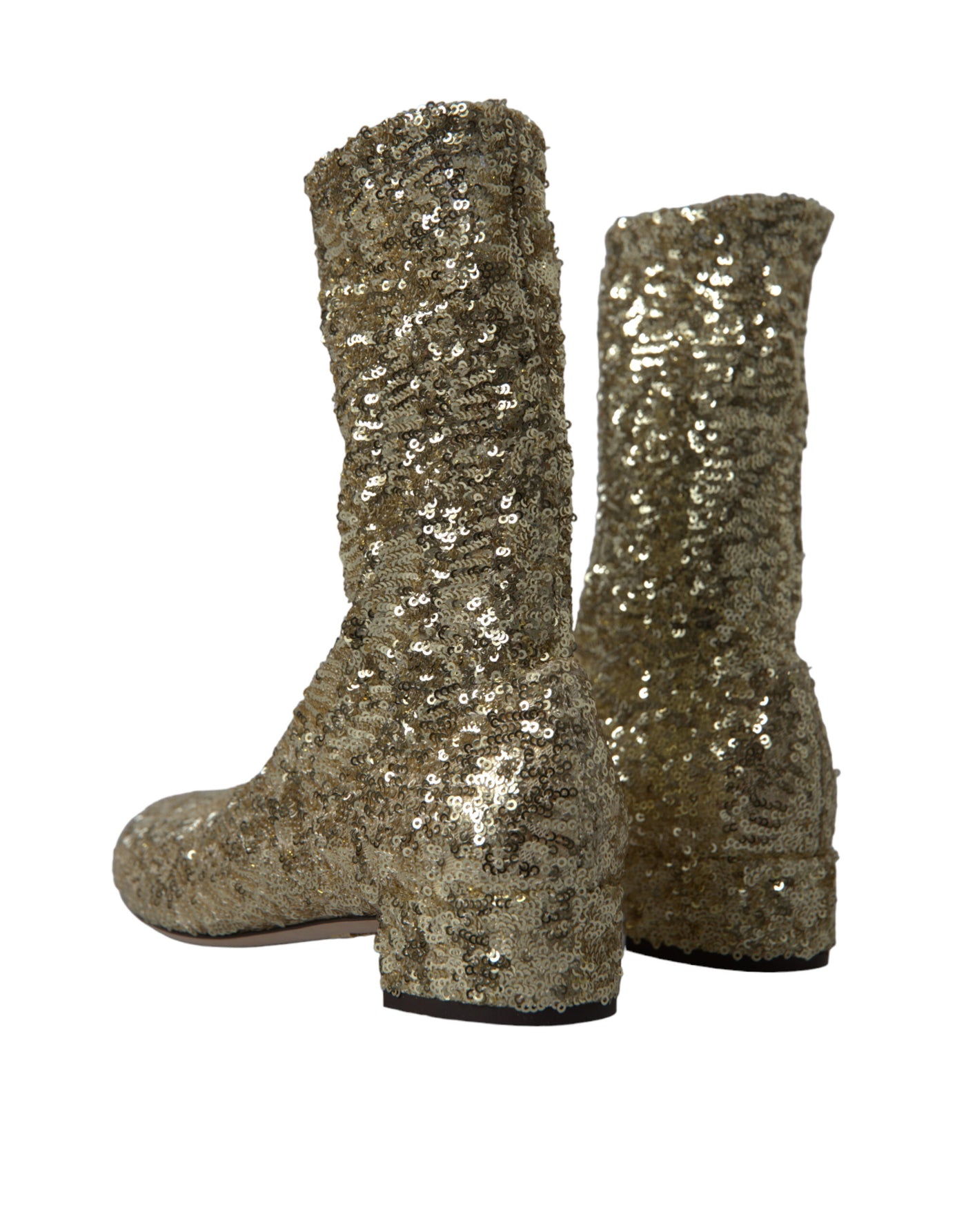 Gold Sequined Short Boots Stretch Shoes