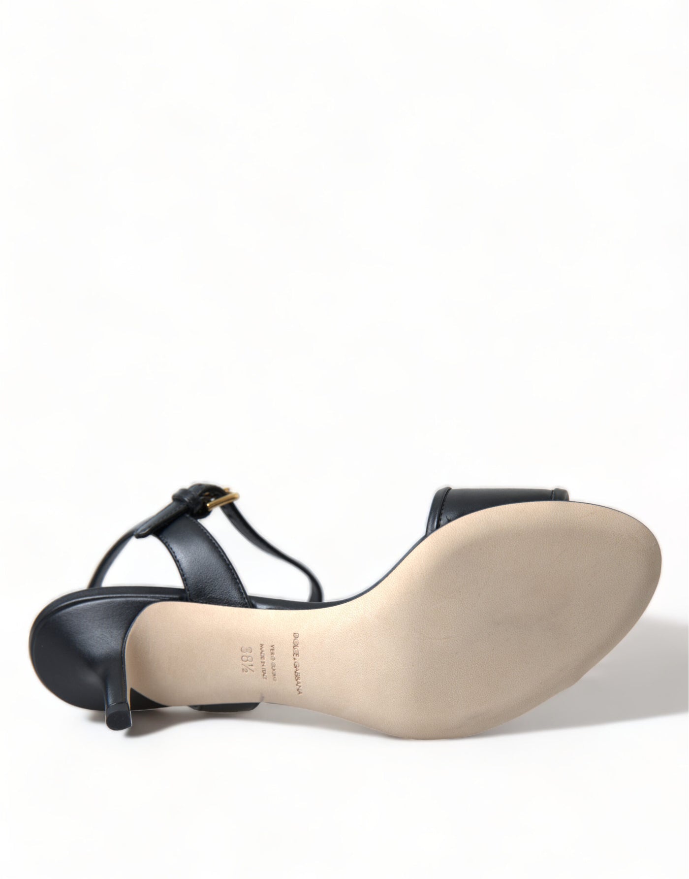 Black DG Amore Leather Heels Sandals Shoes