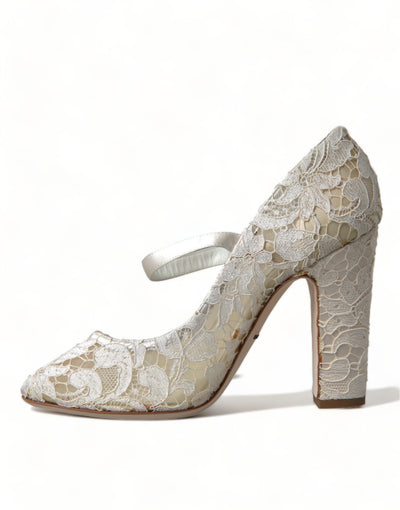 White Lace Crystals Heels Sandals Shoes