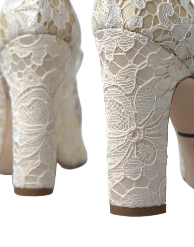 White Lace Crystals Heels Sandals Shoes