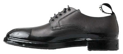 Black Leather Derby Dress Shoes