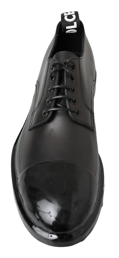 Black Leather Derby Dress Shoes