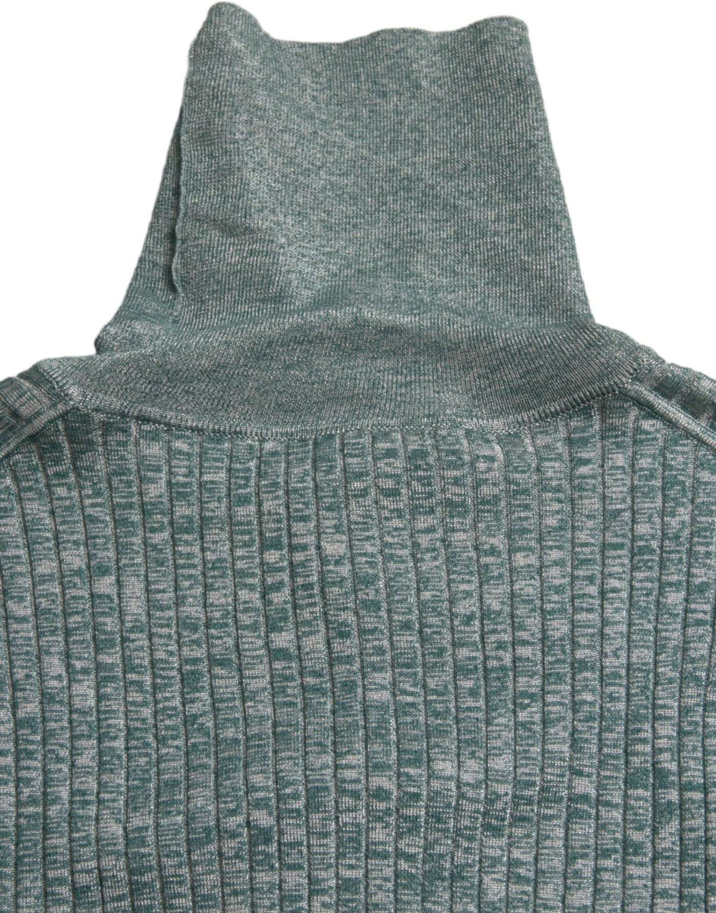 Green Polyester Turtleneck Pullover Sweater