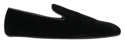 Black Cotton Velvet Men Slip On Loafer Shoes