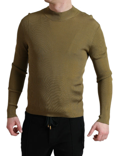 Army Green Viscose Crewneck Pullover Sweater